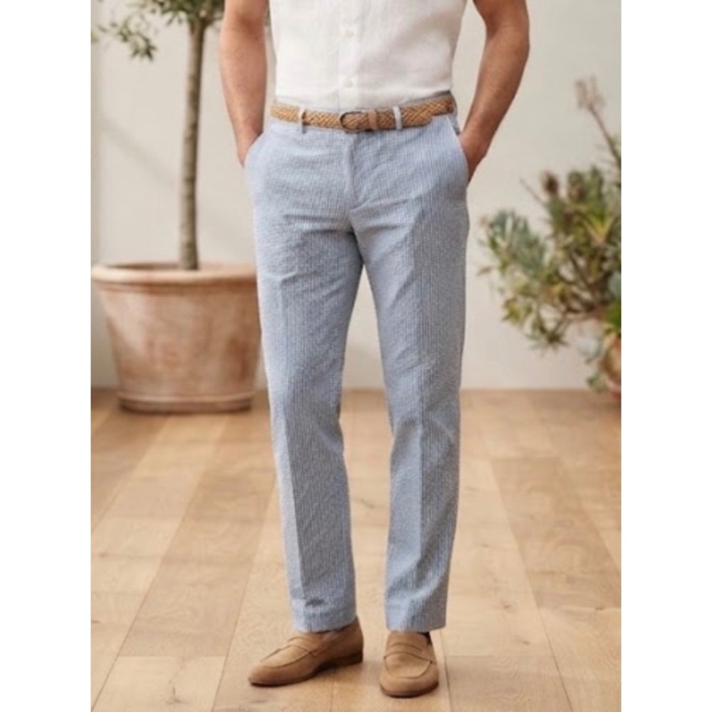 Banana Republic Aiden Chino Mens 30x30 Light Blue Slim Fit Textured Pants